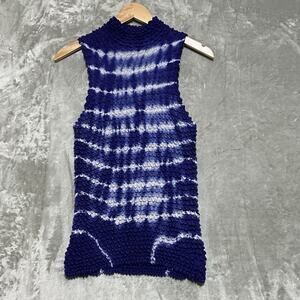 Vintage PS 3983 Popcorn Crinkle Tie Dye Top Womens OS Fits Most Blue 90s Stretch